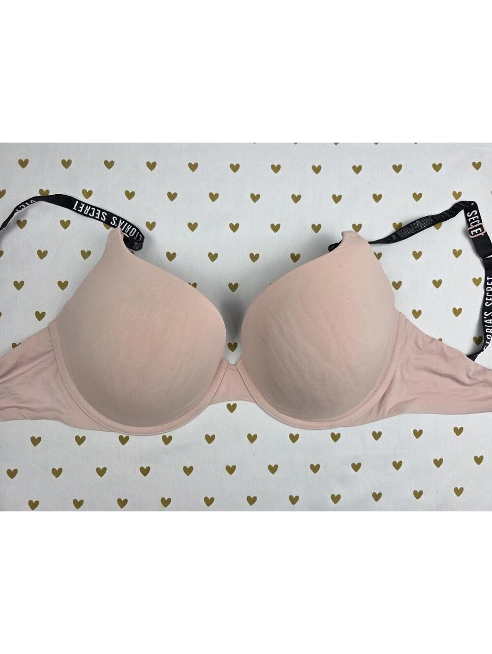 Victorias Secret Beige Logo Strap Perfect Shape Bra 32DDD